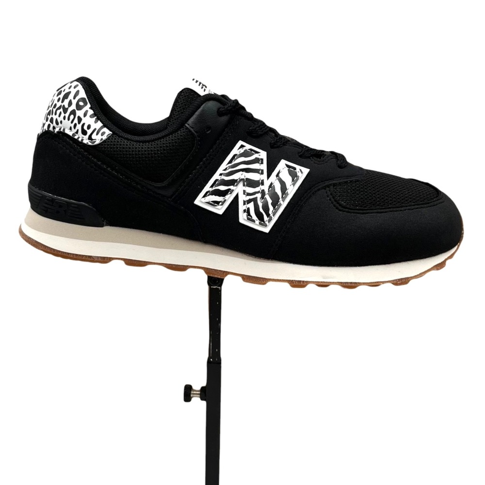 New Balance Big Youth Girls 574 Animal Print Sneakers Size 6.5 Black White